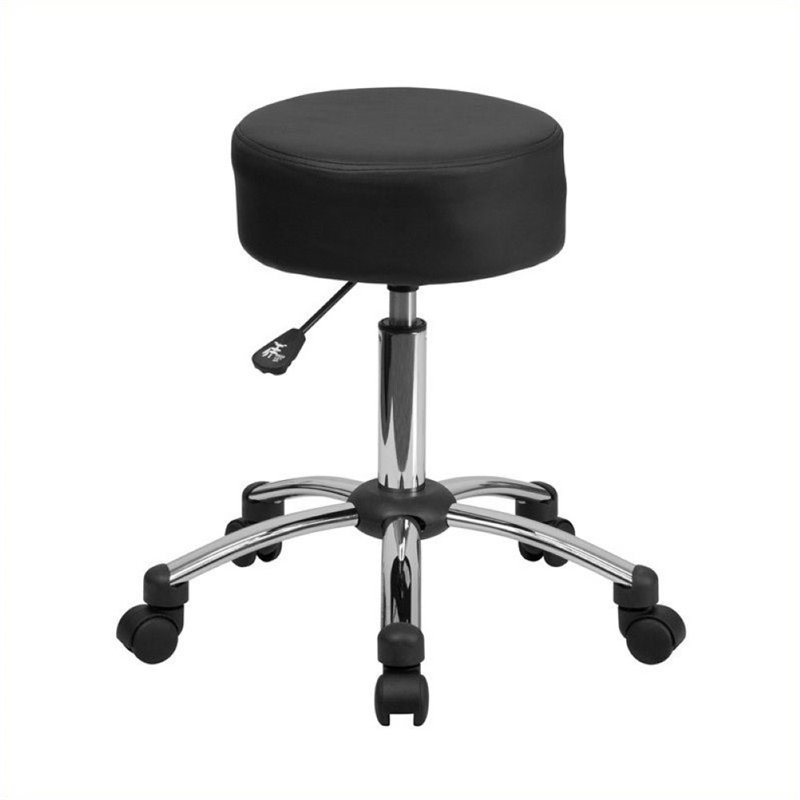 Scranton & Co Faux Leather Adjustable Ergonomic Stool in Black