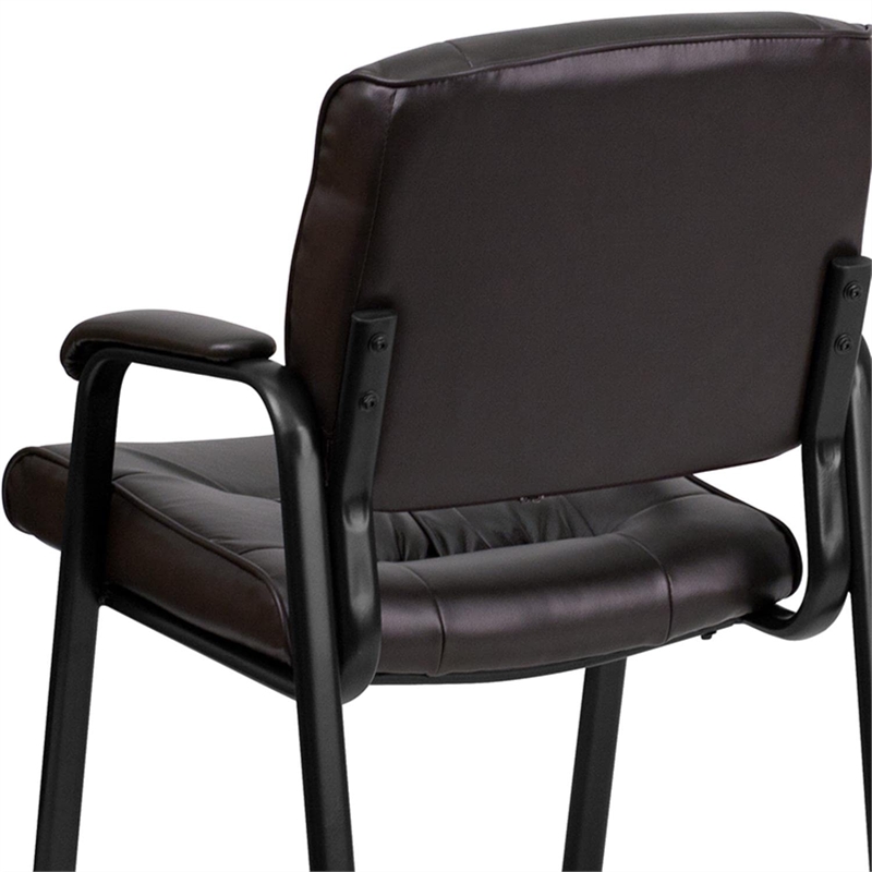 Scranton & Co Leather Guest Chair with Black Frame in Brown