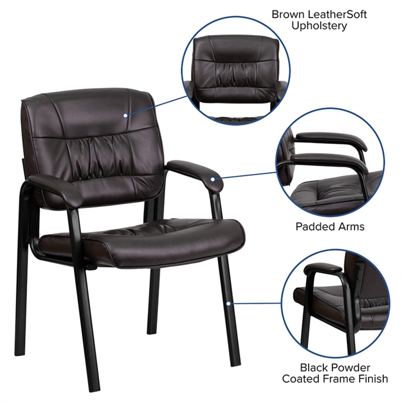 Scranton & Co Leather Guest Chair with Black Frame in Brown