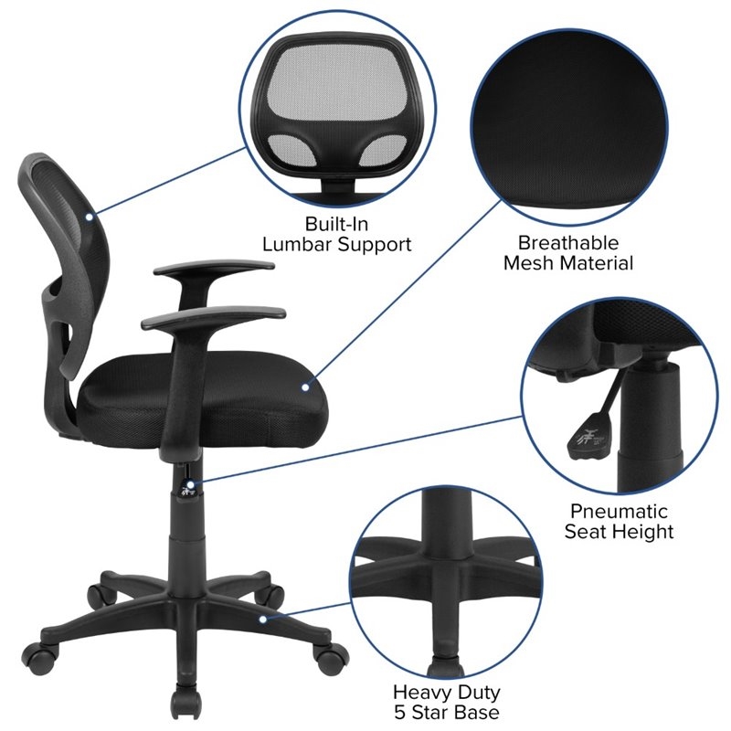 Scranton & Co Foam Fabric/Mesh Mid-Back Office Chair in Black
