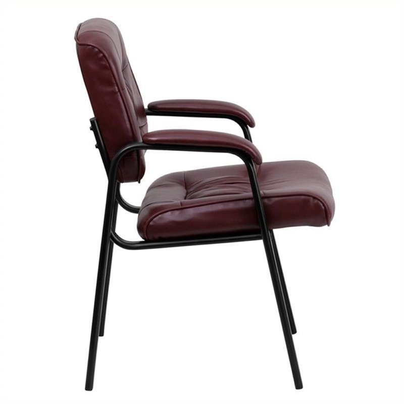 Scranton & Co Leather Guest Chair with Black Frame in Burgundy