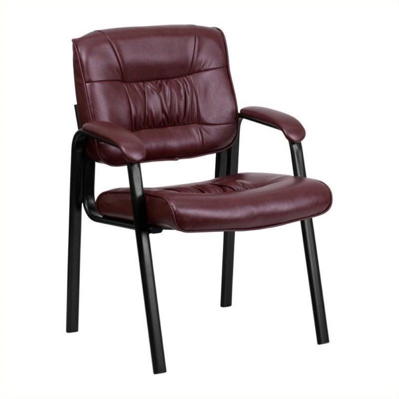 Scranton & Co Leather Guest Chair with Black Frame in Burgundy