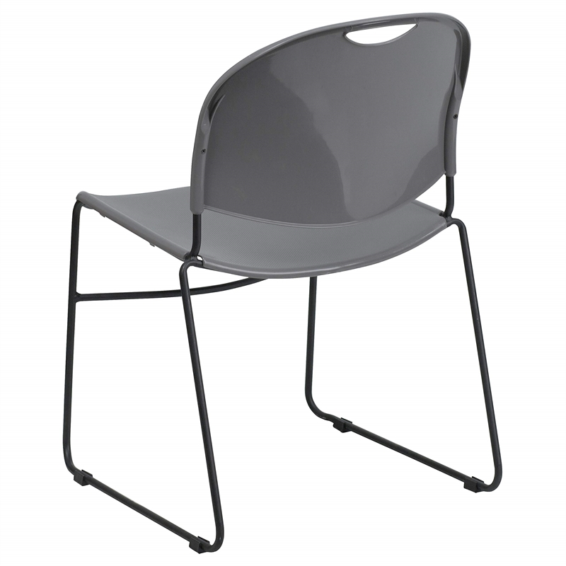 Scranton & Co Stacking Chair with Black Frame in Gray