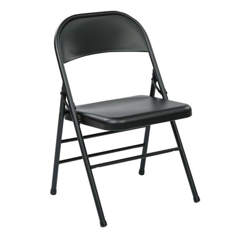 Scranton & Co Folding Chair with Metal Seat and Back in Black