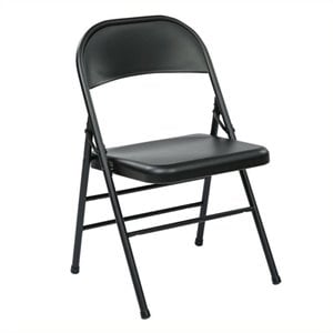 Scranton & Co Folding Chair with Metal Seat and Back in Black