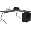 Scranton & Co Modern Wood L-Shaped Corner Desk with File Cabinet in Espresso