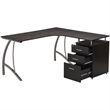 Scranton & Co Modern Wood L-Shaped Corner Desk with File Cabinet in Espresso
