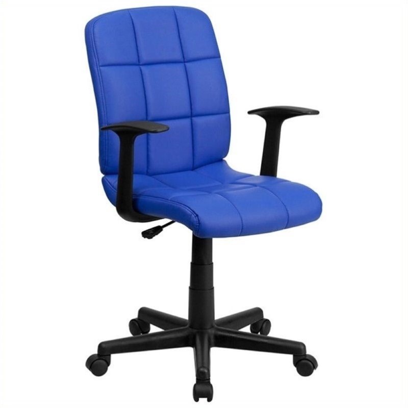 Scranton & Co Faux Leather Mid-Back Office Chair with Arms in Blue