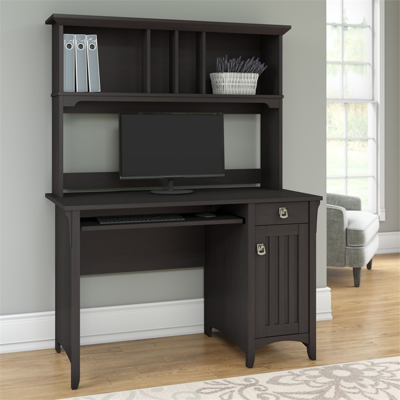 Scranton & Co Contemporary Engineered Wood Mission Desk with Hutch in Black