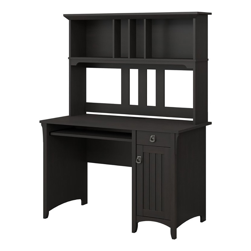Scranton & Co Contemporary Engineered Wood Mission Desk with Hutch in Black