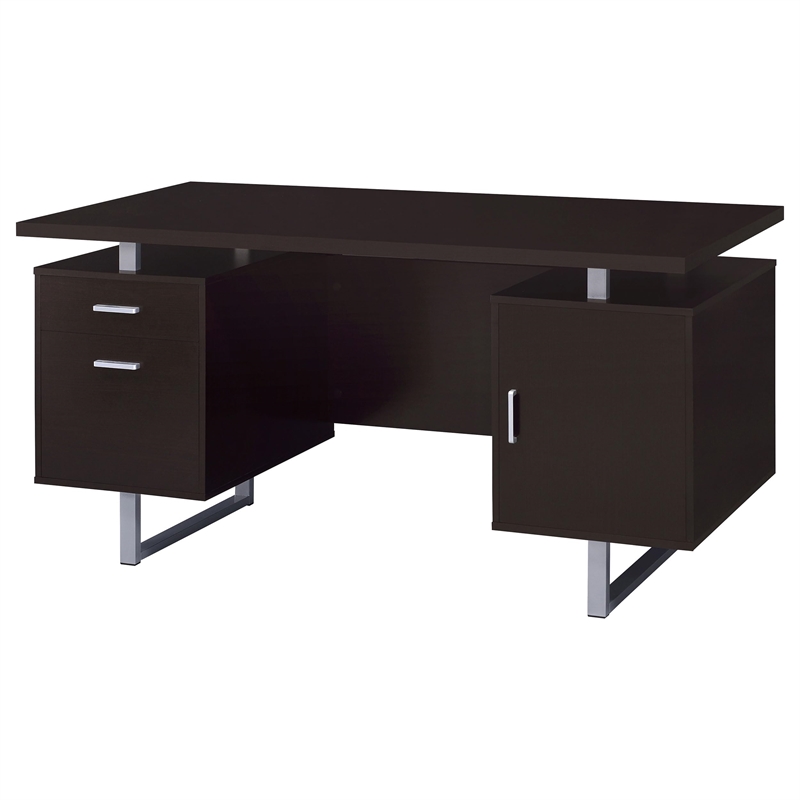 Scranton and Co Engineered Veneer Cappuccino and Silver Writing Desk Rectangular 60