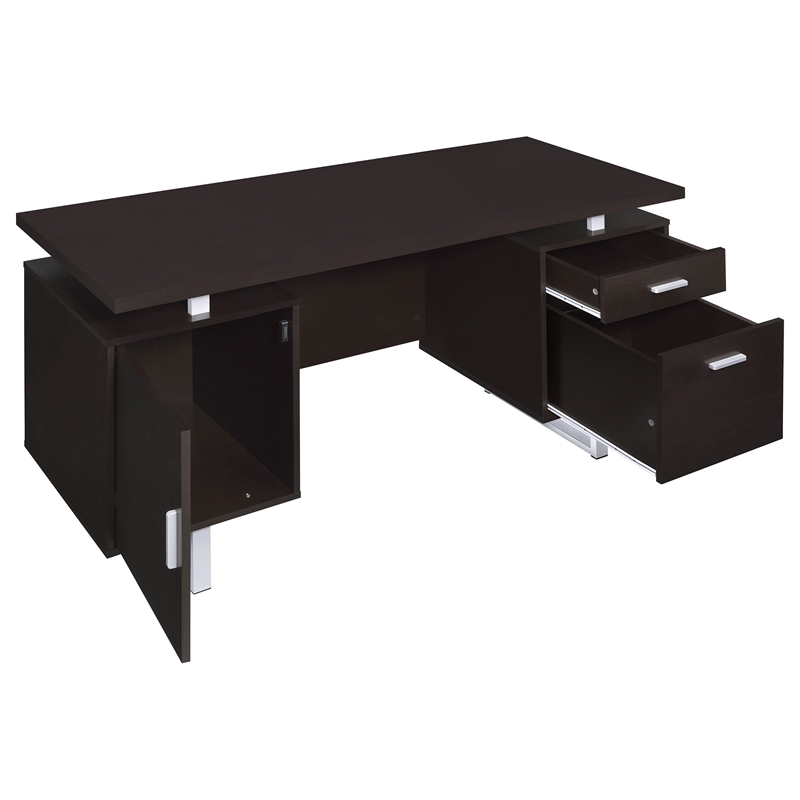 Scranton and Co Engineered Veneer Cappuccino and Silver Writing Desk Rectangular 60