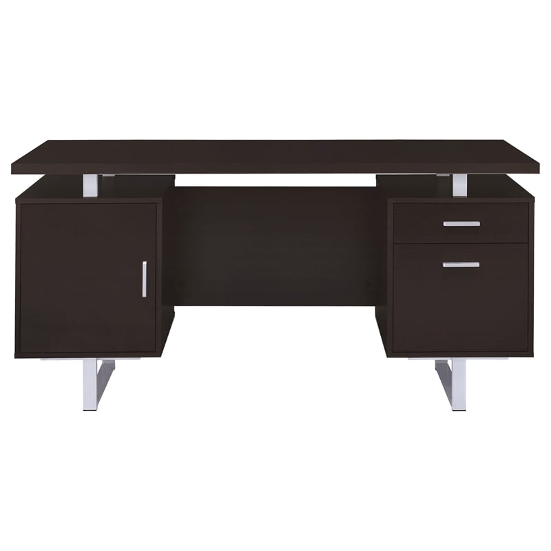 Scranton and Co Engineered Veneer Cappuccino and Silver Writing Desk Rectangular 60