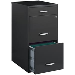 Scranton & Co 3-Drawer Contemporary Metal Filing Cabinet in Charcoal