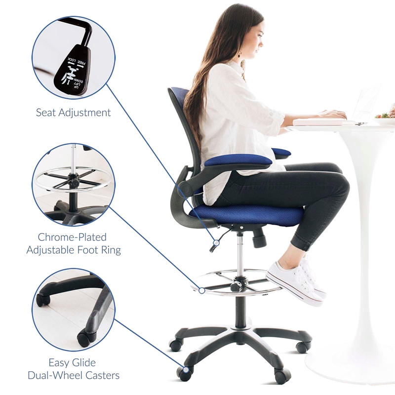 Scranton & Co Mesh Drafting Stool in Blue