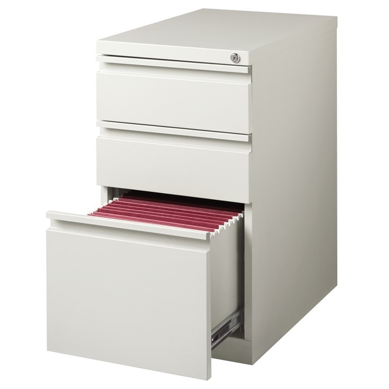 Scranton & Co Steel Light Gray Filing Cabinet Mobile 3-Drawer Box/File Pre-Assembled