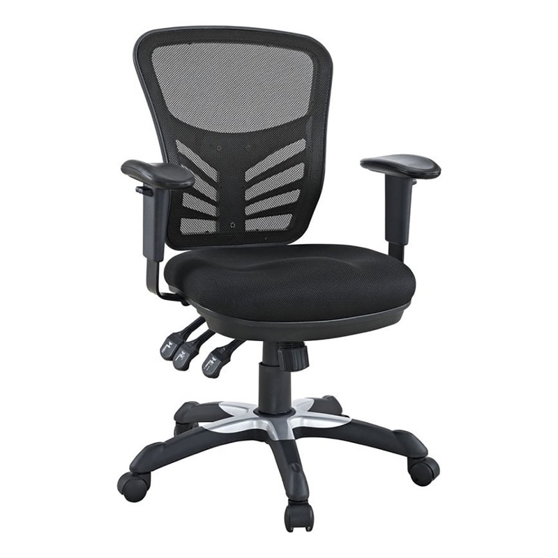 Scranton & Co Modern Mesh Fabric/Sponge Office Chair in Black