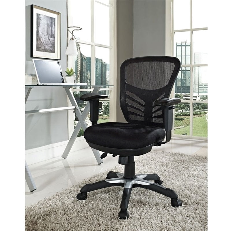 Scranton & Co Modern Mesh Fabric/Sponge Office Chair in Black
