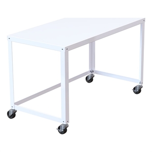 Scranton & Co 48&quot Modern Metal 4 Wheels Office Mobile Desk in White