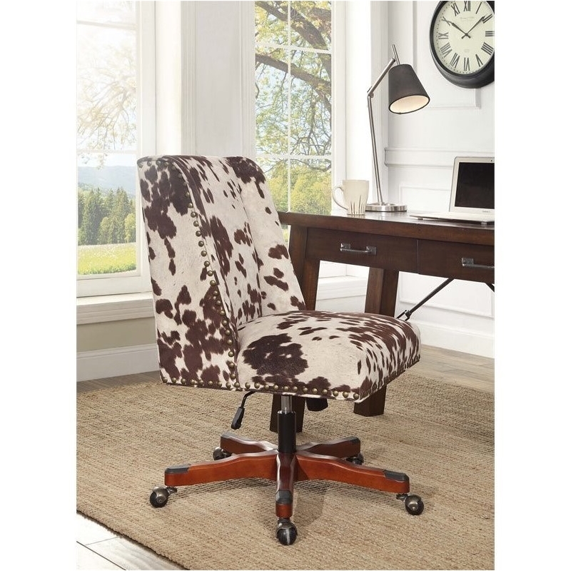 Scranton & Co Transitional Fabric Office Chair with Casters in Brown/Walnut