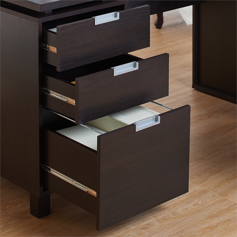 Scranton & Co Modern 3-Drawer Wood/Steel Office Desk in Espresso