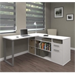 Scranton & Co Wood L-Shaped Computer Desk with Storage in White