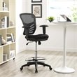 Scranton & Co Modern Mesh Fabric/Steel Metal Drafting Stool in Black