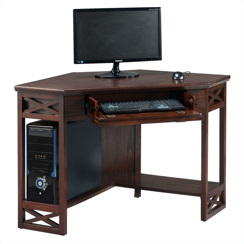 Scranton & Co Corner Computer Writing Desk in Chocolate Oak
