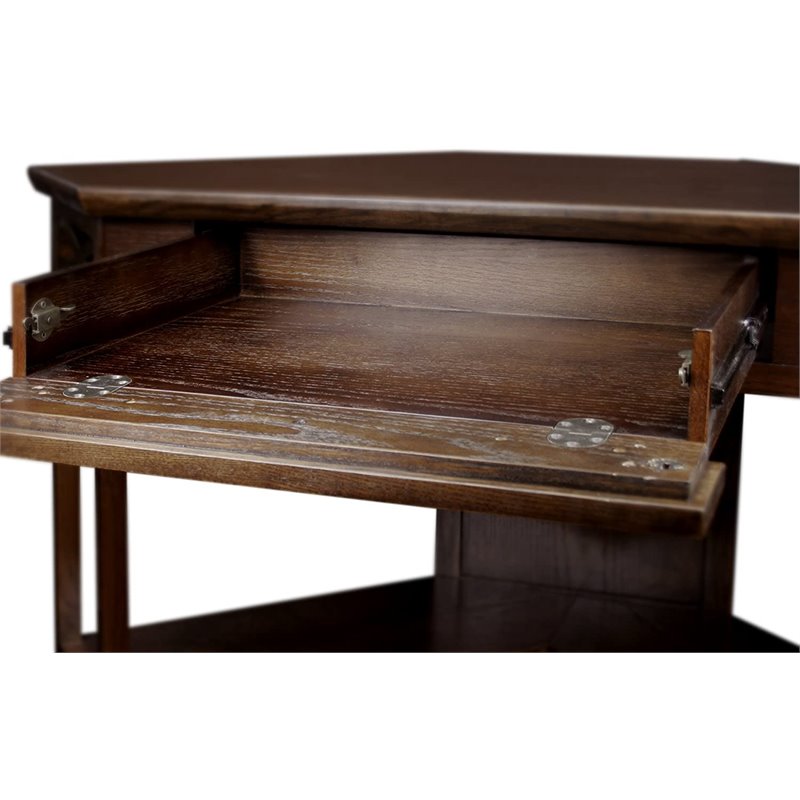 Scranton & Co Corner Computer Writing Desk in Chocolate Oak