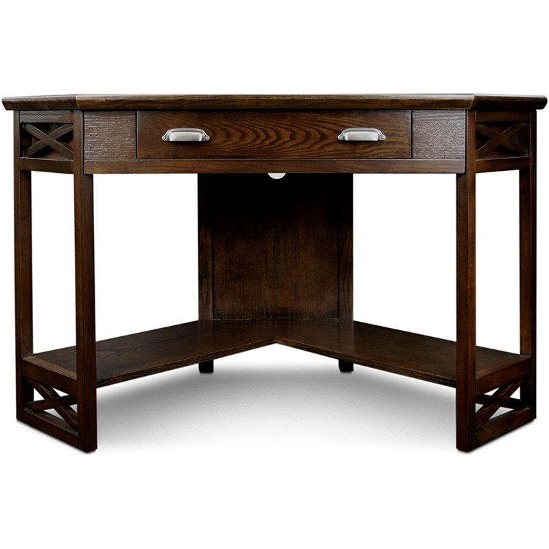Scranton & Co Corner Computer Writing Desk in Chocolate Oak