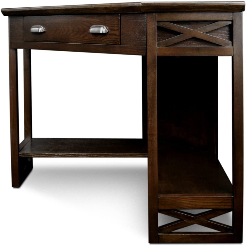 Scranton & Co Corner Computer Writing Desk in Chocolate Oak