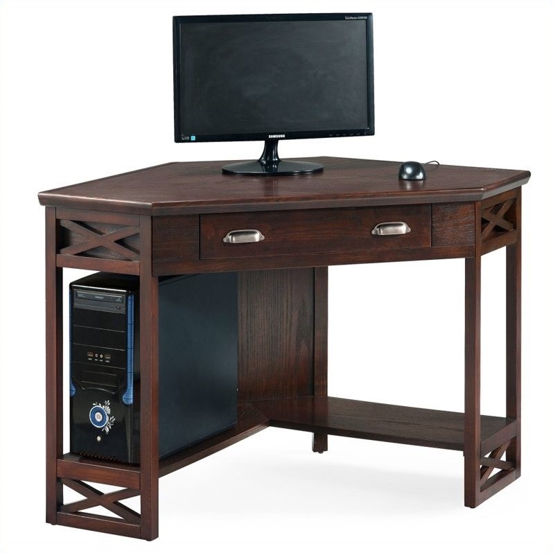 Scranton & Co Corner Computer Writing Desk in Chocolate Oak