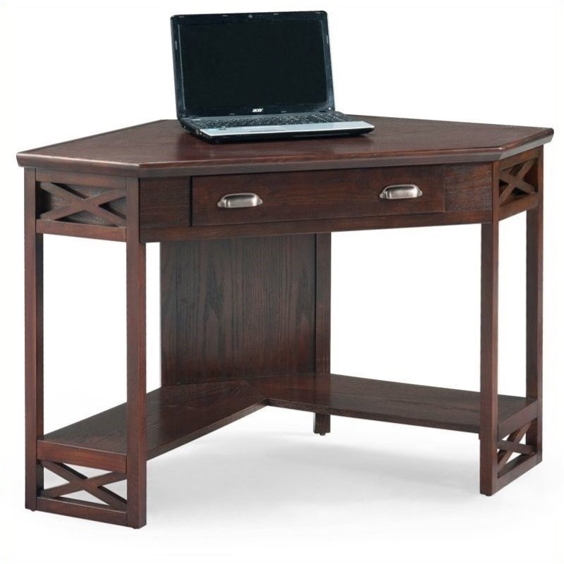 Scranton & Co Corner Computer Writing Desk in Chocolate Oak