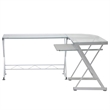 Scranton & Co Modern Glass/Steel L-Shape Computer Desk in Clear