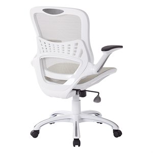 Scranton & Co Nylon Fabric White Office Chair Mesh Back 41.25&quot