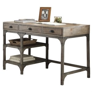Scranton & Co Pine Veneer Weathered Oak Writing Desk Rectangular Contemporary Unassembled