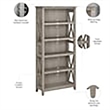 Scranton & Co 5 Shelves Coastal Wood Bookcase in Washed Gray