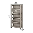Scranton & Co 5 Shelves Coastal Wood Bookcase in Washed Gray