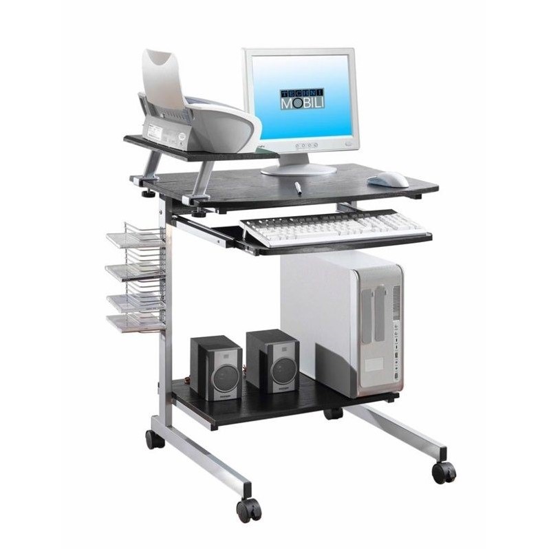 Scranton & Co Wood Top Computer Work Station in Graphite