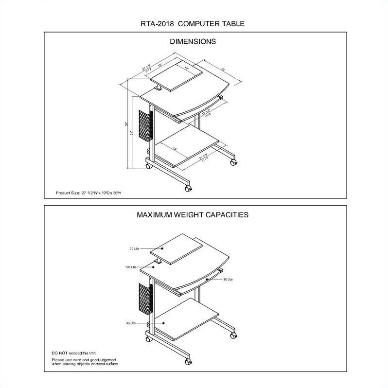 Scranton & Co Wood Top Computer Work Station in Graphite