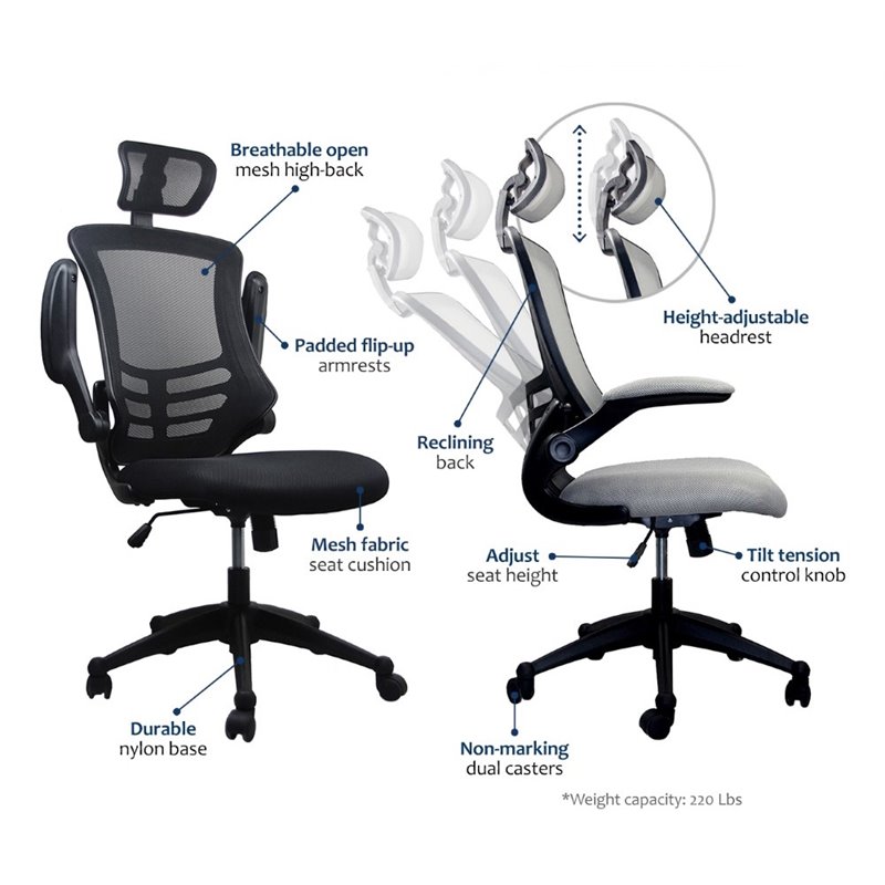 Scranton & Co Executive High Back Office Chair with Headrest in Black