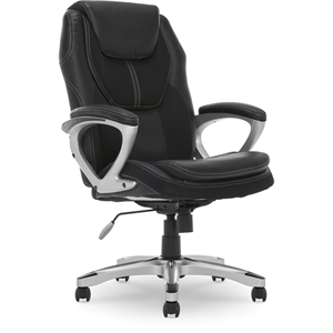 Scranton & Co Faux Leather Executive Office Chair w/ Adjustable Tilt in Black