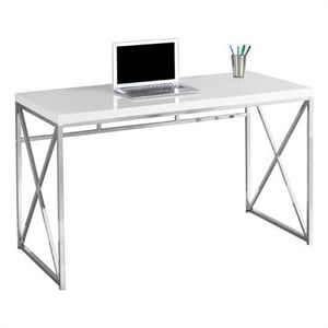 Scranton & Co Wood/Metal Glossy White Computer Desk Rectangular 47.25&quot Unassembled