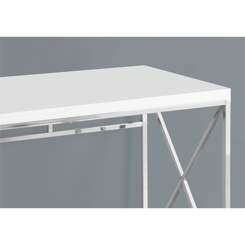 Scranton & Co Wood/Metal Glossy White Computer Desk Rectangular 47.25