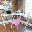 Scranton & Co Tempered Glass White Computer Desk L-Shaped Space-Saving 51