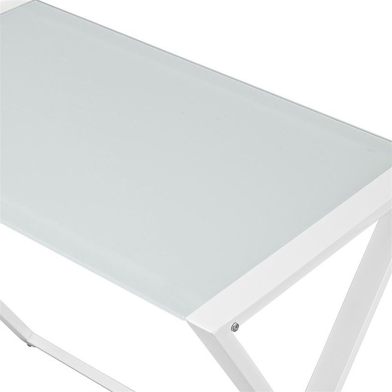 Scranton & Co Tempered Glass White Computer Desk L-Shaped Space-Saving 51