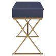 Scranton & Co Wood Blue and Gold Writing Desk Rectangular Durable Unassembled