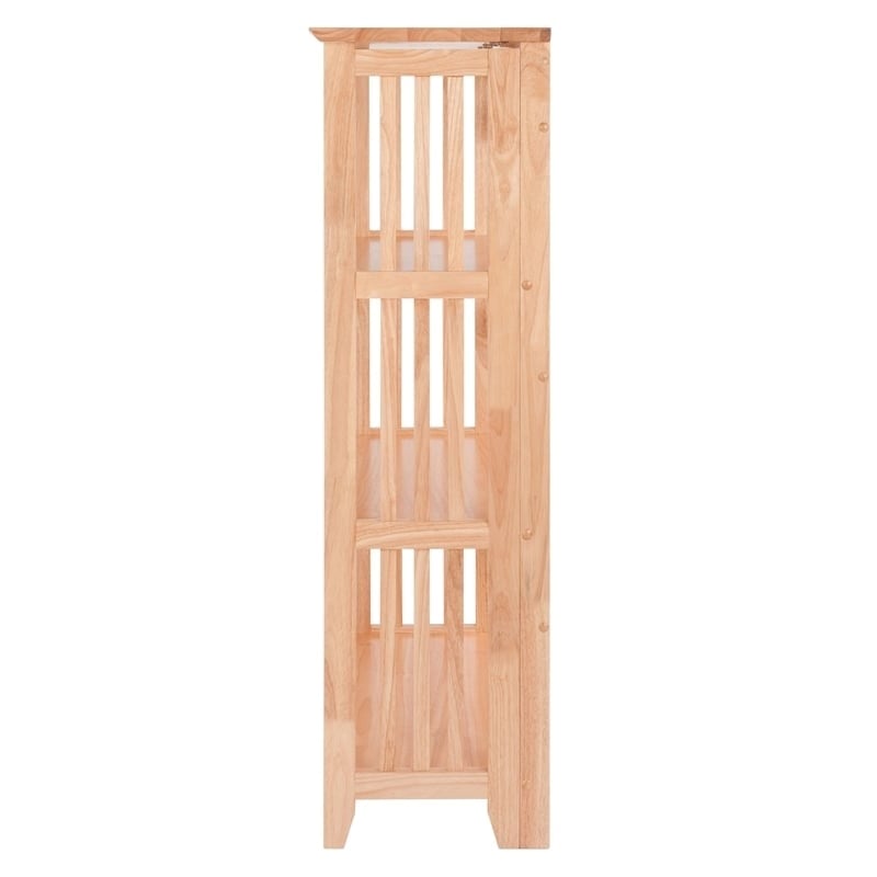 Scranton & Co 4-Tier Transitional Solid Wood Folding Bookcase in Natural