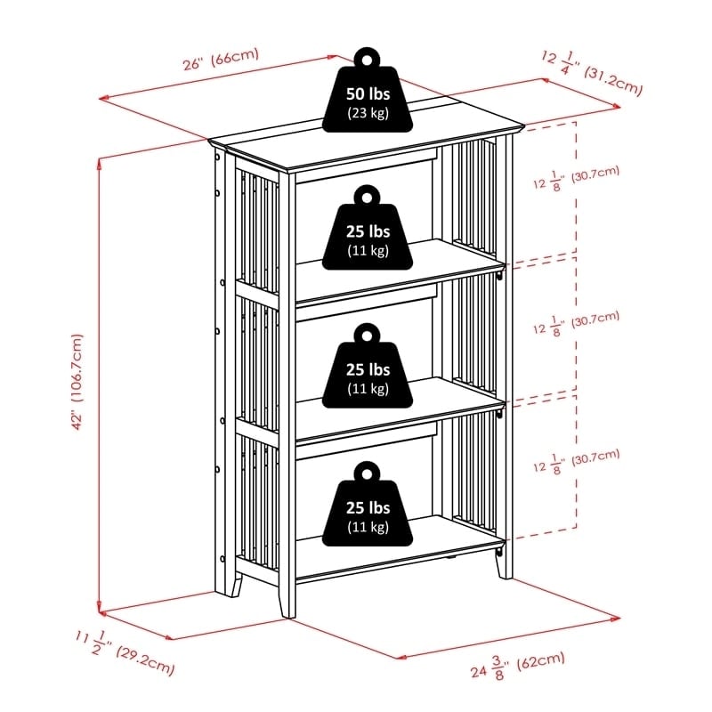 Scranton & Co 4-Tier Transitional Solid Wood Folding Bookcase in Natural
