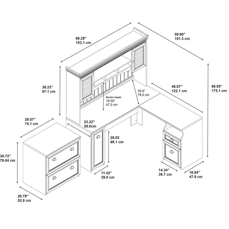 Scranton & Co 3 Piece Office Set in Antique White